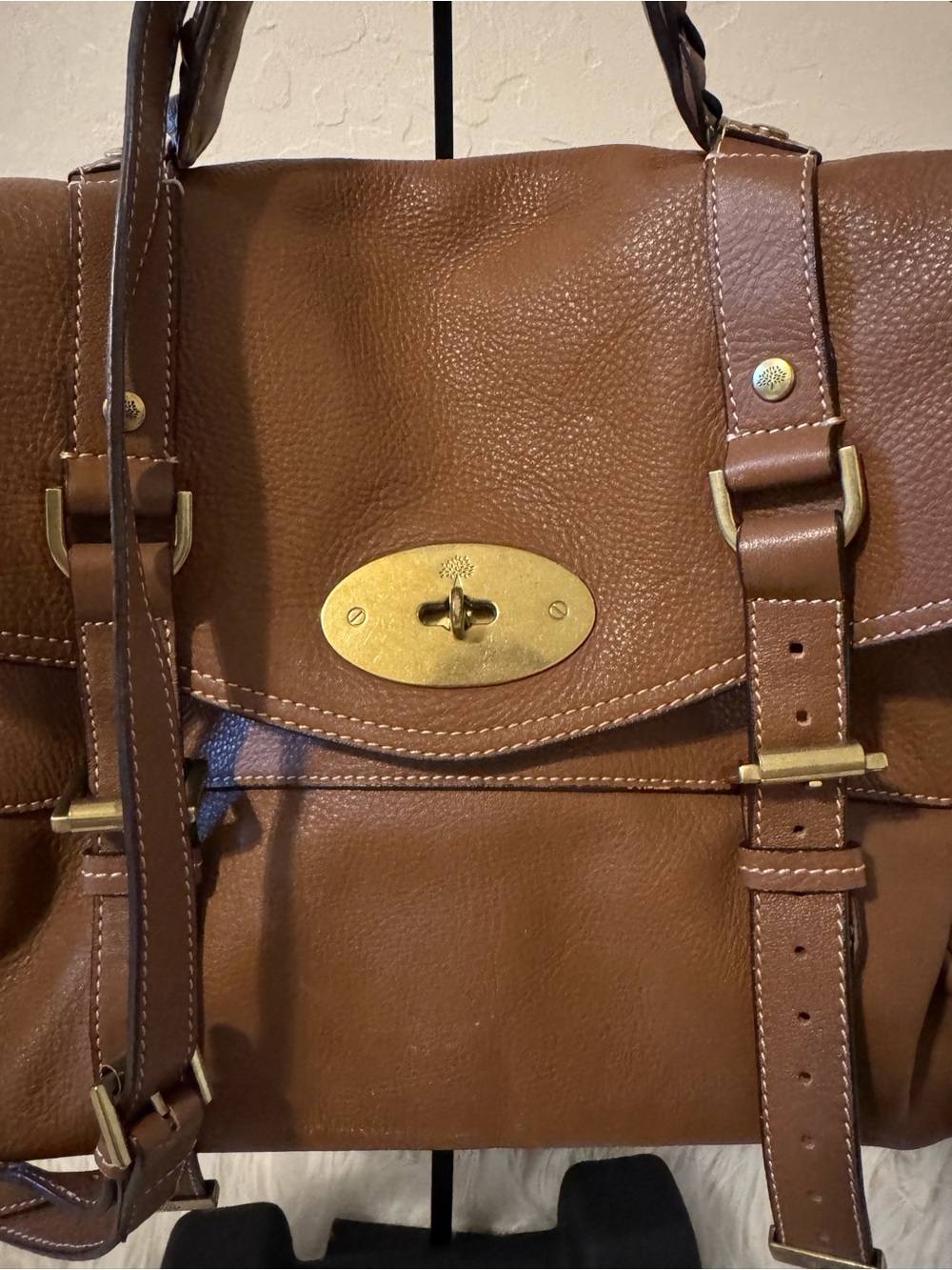 Mulberry Brown Leather Satchel with Gold Hardware - Picture 2 of 13